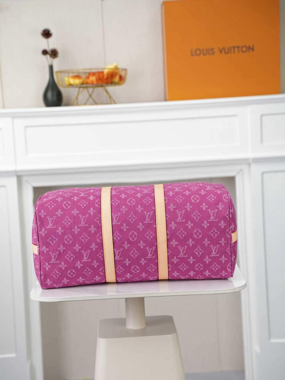 Louis Vuitton Keepall 45 Bag Fuchsia Denim M27944