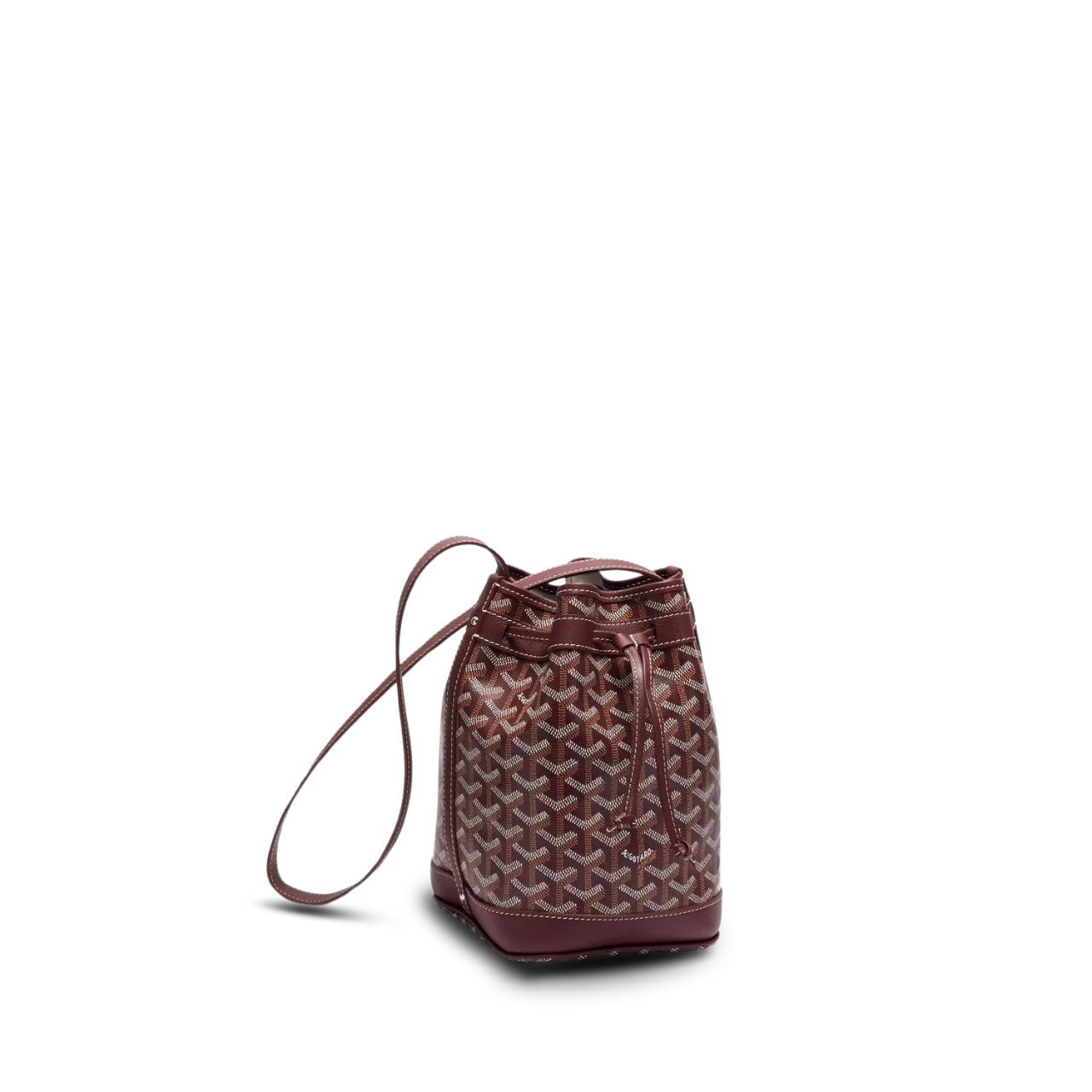 Goyard Petit Flot Bucket Bag 22 Cm Wine Red Goyardine Canvas And Lambskin Trim