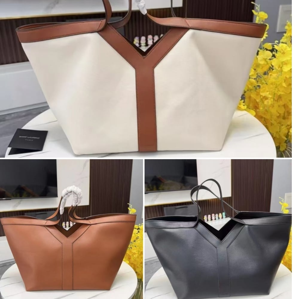 Saint Laurent Y Tote In Leather Bag Brown