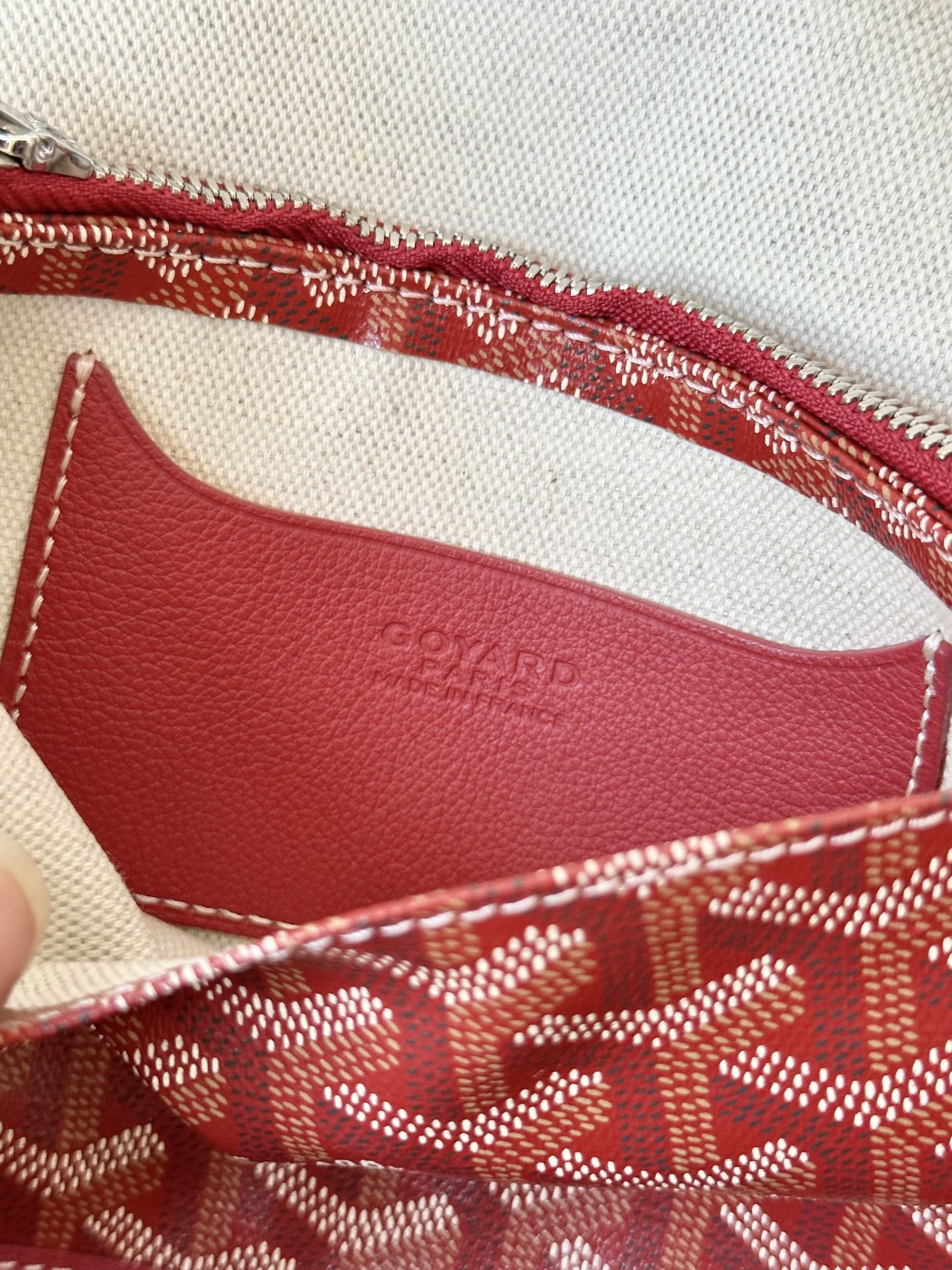 Goyard Plumet Pocket Wallet 20 Cm Classic Red Goyardine Canvas And Lambskin Trim