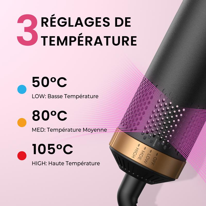 Atopskins Airstyler 5 en 1, sèche cheveux avec Ions négatifs, Styler magique, brosses thermiques Foehn, brosse droite, barre bouclée, ensemble de brosses à Air chaud