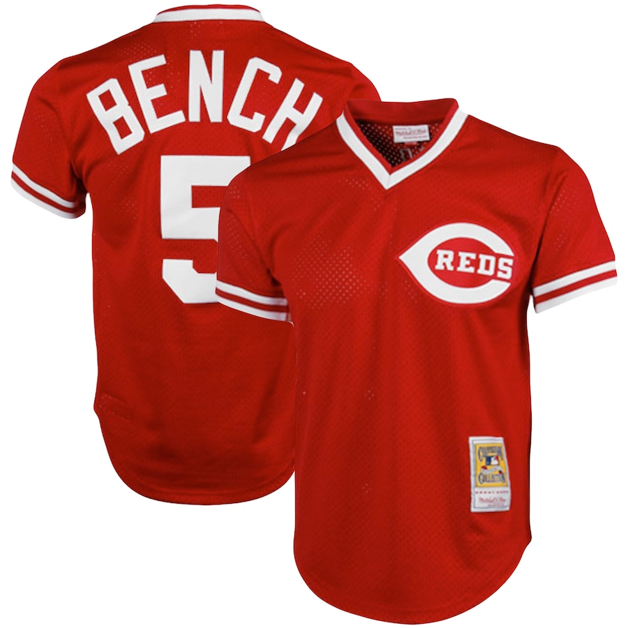 Johnny Bench Cincinnati Reds Mitchell&Ness Cooperstown Collection Big&Tall Mesh Batting Practice Jersey Red