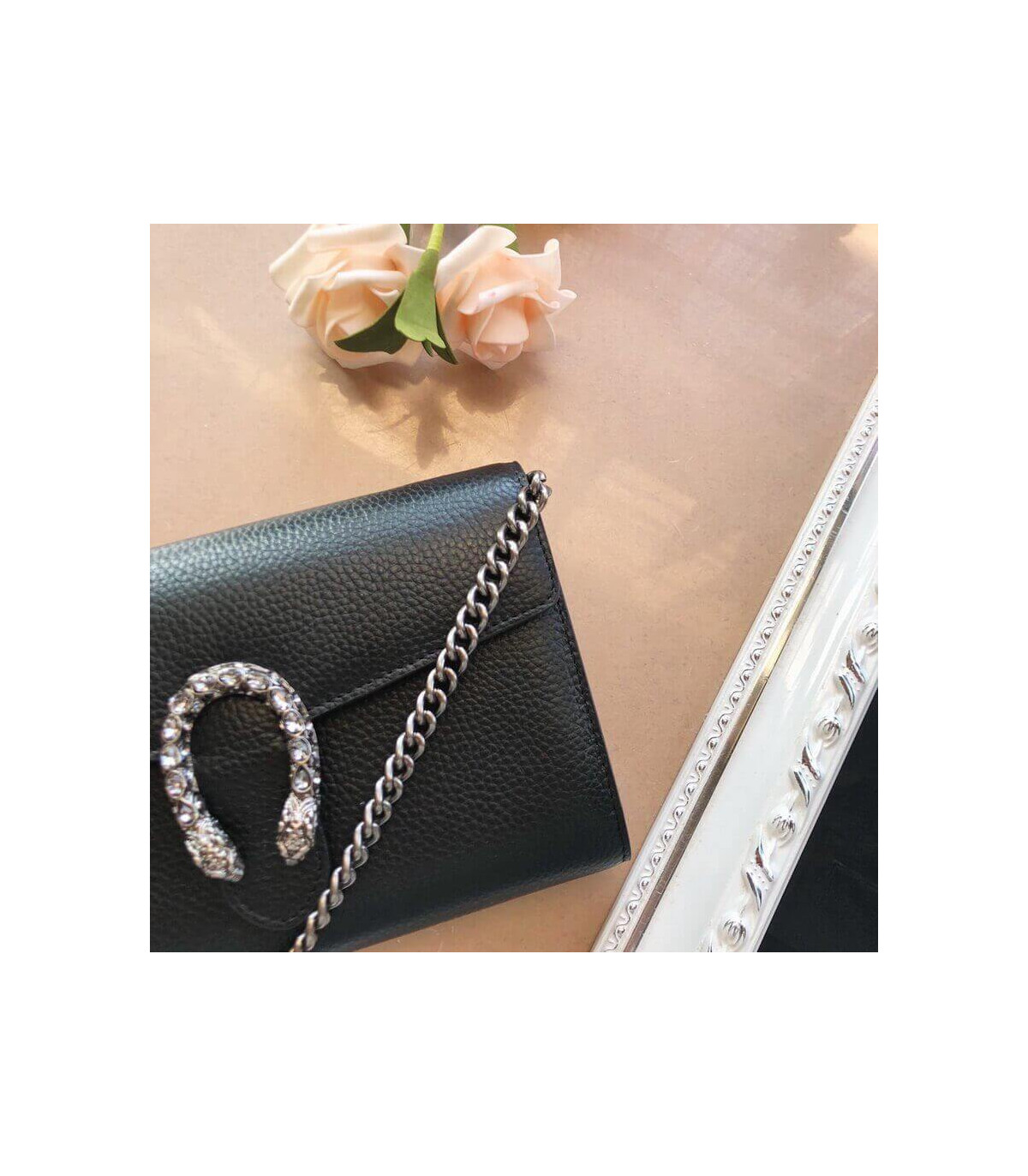 Gucci Dionysus Black Leather Mini Chain Bag