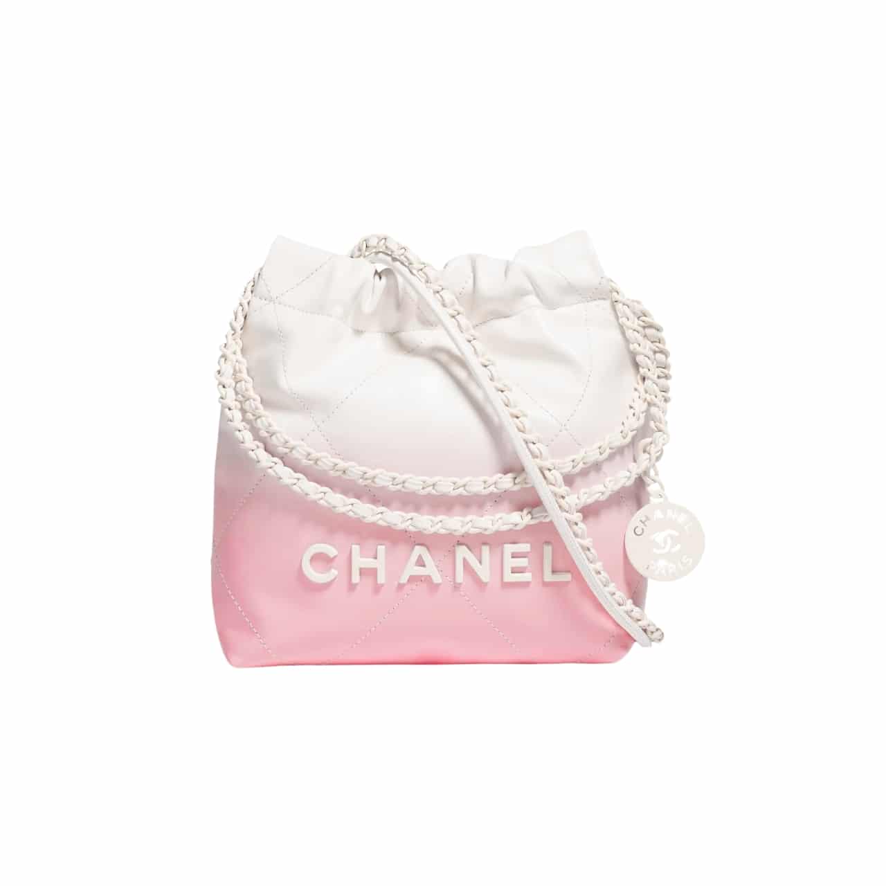 Chanel 22 Mini Handbag Patent Gradient Calfskin Pink 20Cm/7.8in