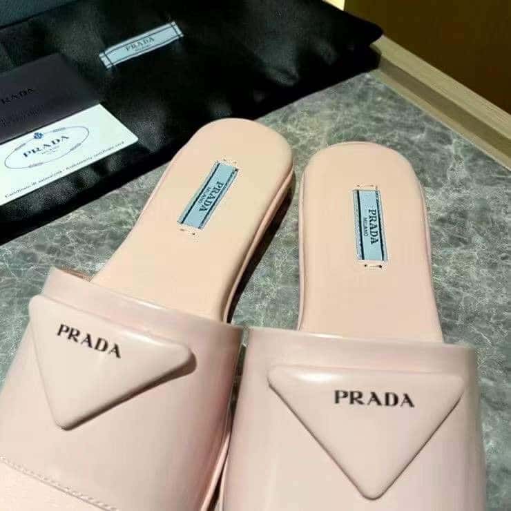 Prada Brushed Leather Slide In Pink