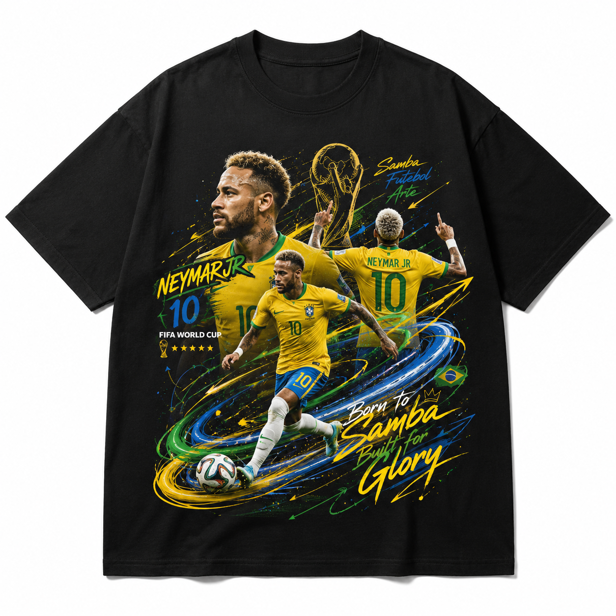 Neymar World Cup Printed T-Shirt  Unisex Loose Fit T-Shirt 100% Cotton Soft Comfortable Summer Casual Printed Top