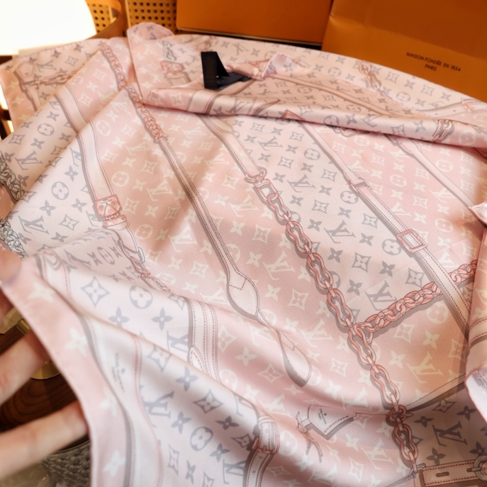 Louis Vuitton Lv Monogram Confidential Square Scarf Pink 90cm