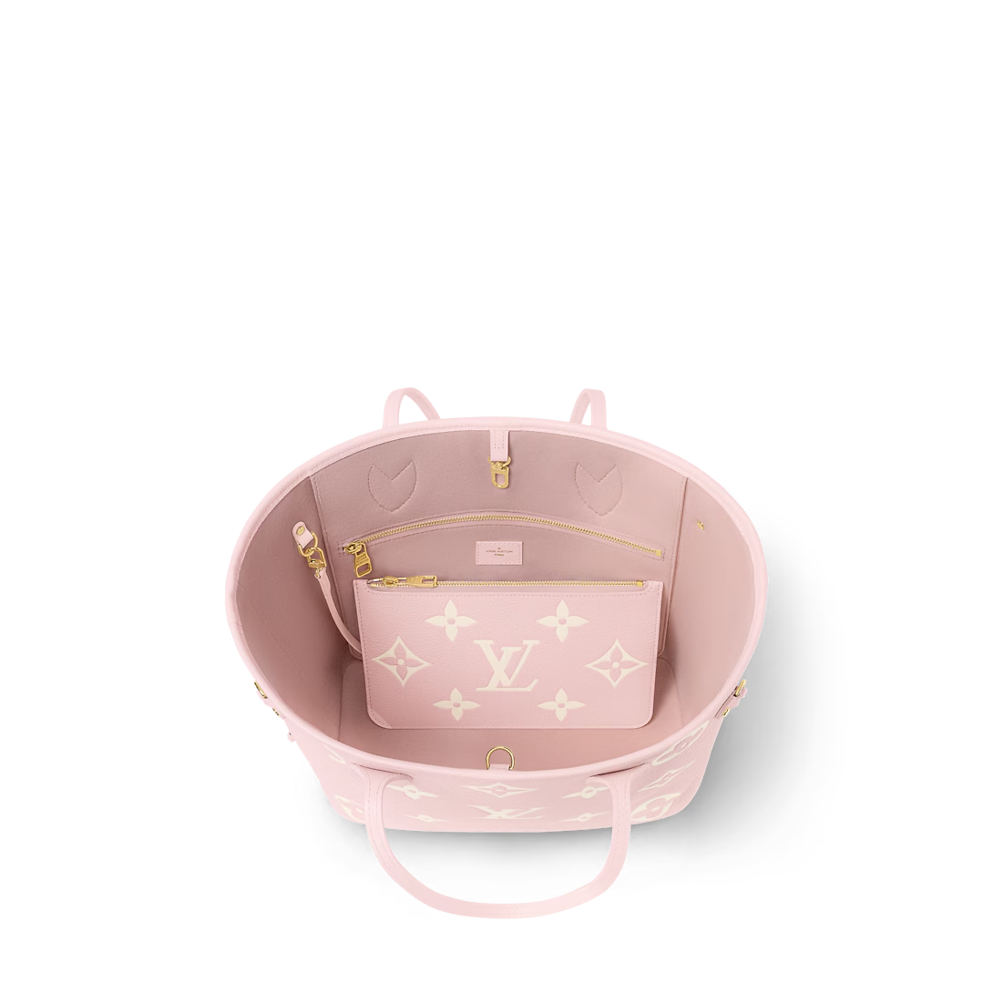 Louis Vuitton Neverfull MM Tote Bag Monogram Empreinte Pink/Quartz Pink/Beige 31cm M14210