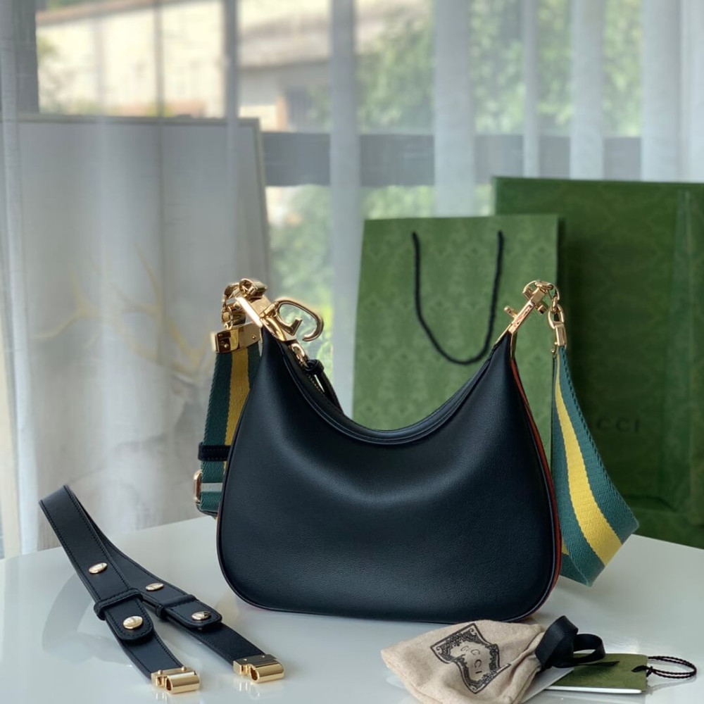 Gucci Black Leather Attache Small Shoulder Bag