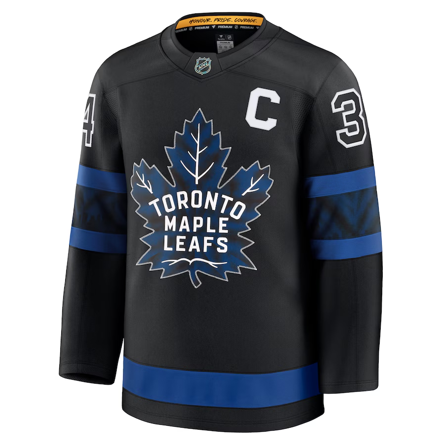 Men's Toronto Maple Leafs Auston Matthews Fanatics Black Captain Patch Alternate Premium Jersey