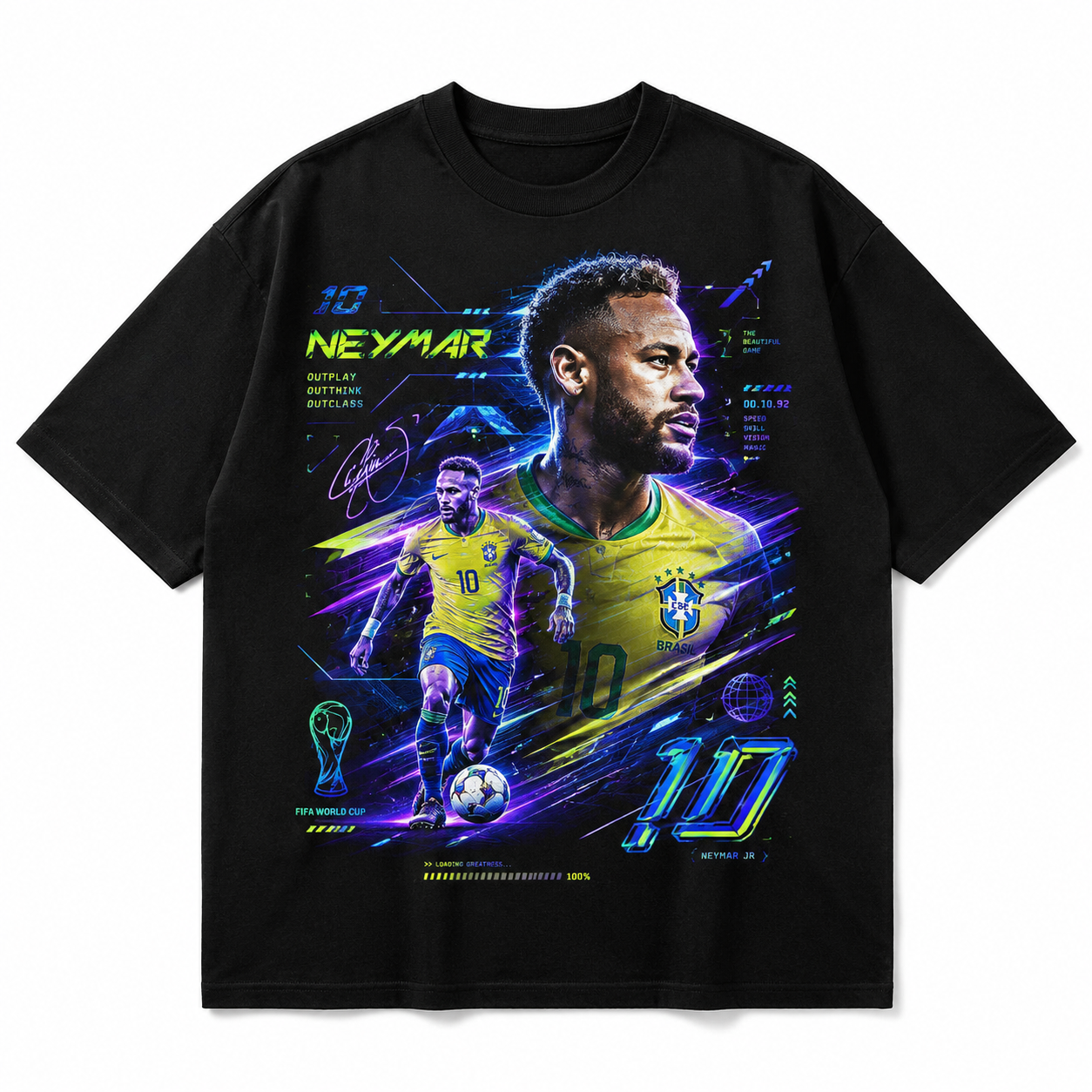 Neymar World Cup Printed T-Shirt  Unisex Loose Fit T-Shirt 100% Cotton Soft Comfortable Summer Casual Printed Top