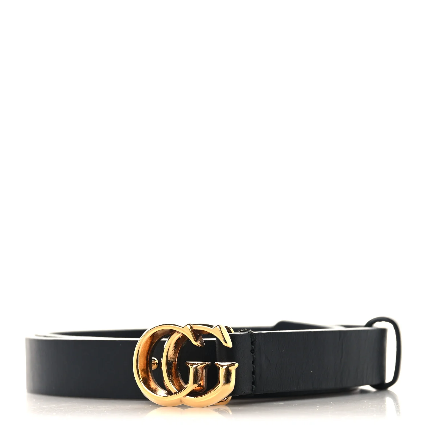 Calfskin Double G 20mm Slim Belt 75/30 Black