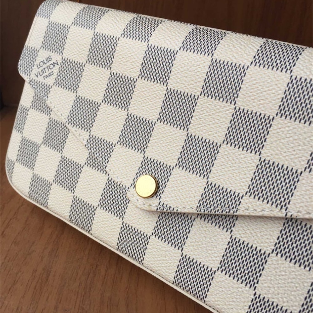 Louis Vuitton Félicie Pochette Damier Azur Canvas Pink 21cm N63106