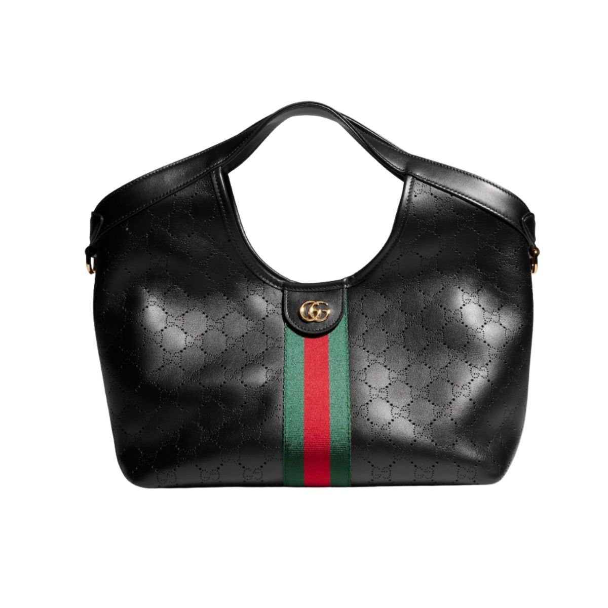 Gucci Giglio Small Tote Bag 25cm/9.8in Black GG Leather 860845