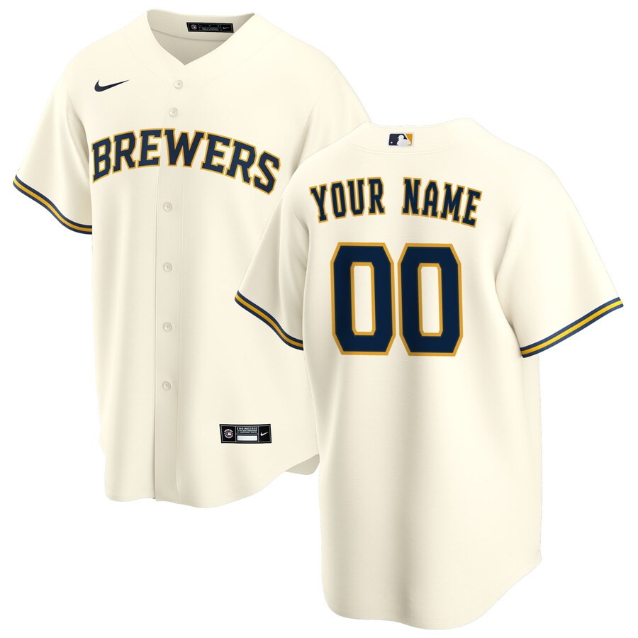 Milwaukee Brewers Youth Home Custom Jersey Cream
