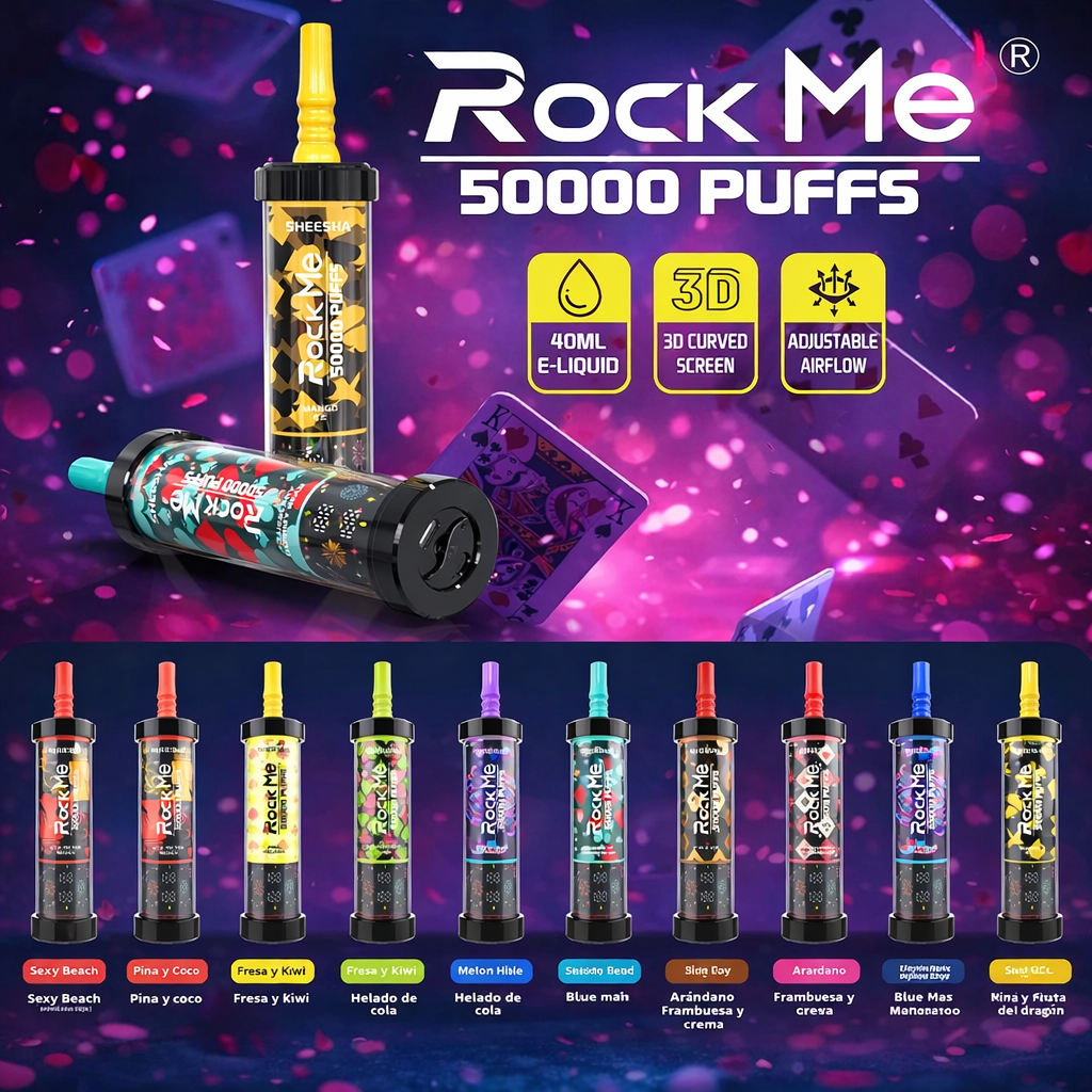 【New Arrive】ROCK ME SHEESHA 50K Puffs Latest Original LCD Display Disposable Vape Pen