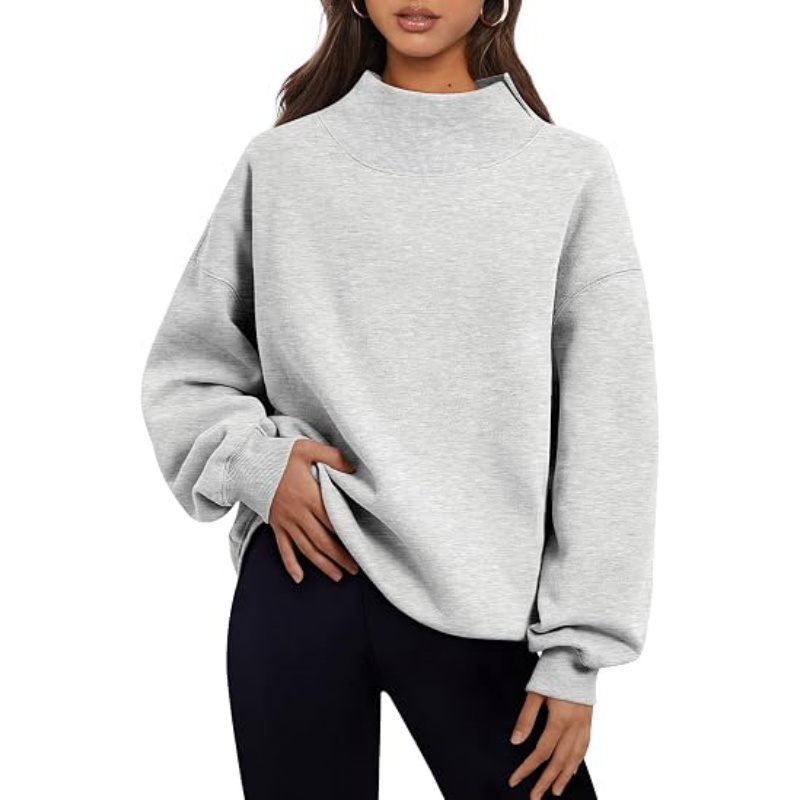 Womens Mock Neck Sweatshirts Oversized Pullover Fall Outfits