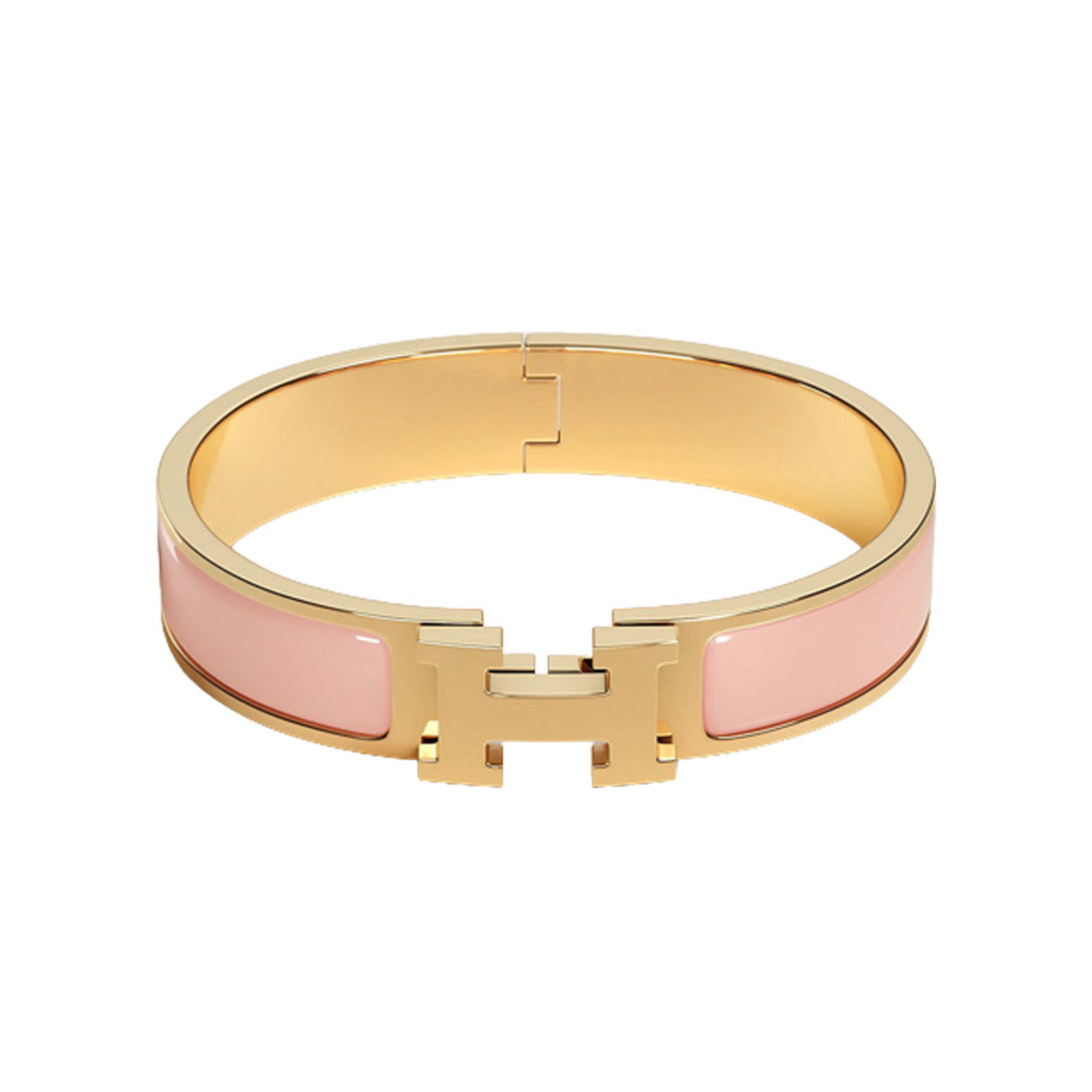 Hermes Clic H Bracelet in Gold and Pink