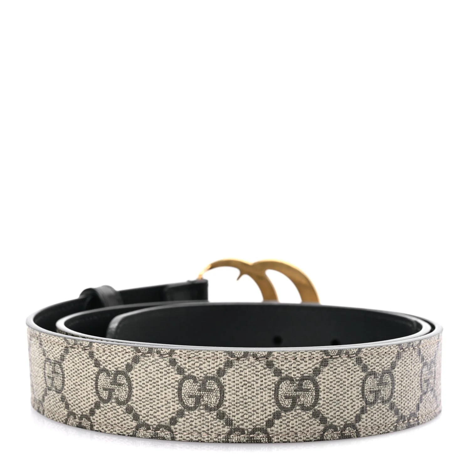 G Supreme Monogram Matte Plutone Calfskin Double G 30mm Belt 85 Beige Ebony Black