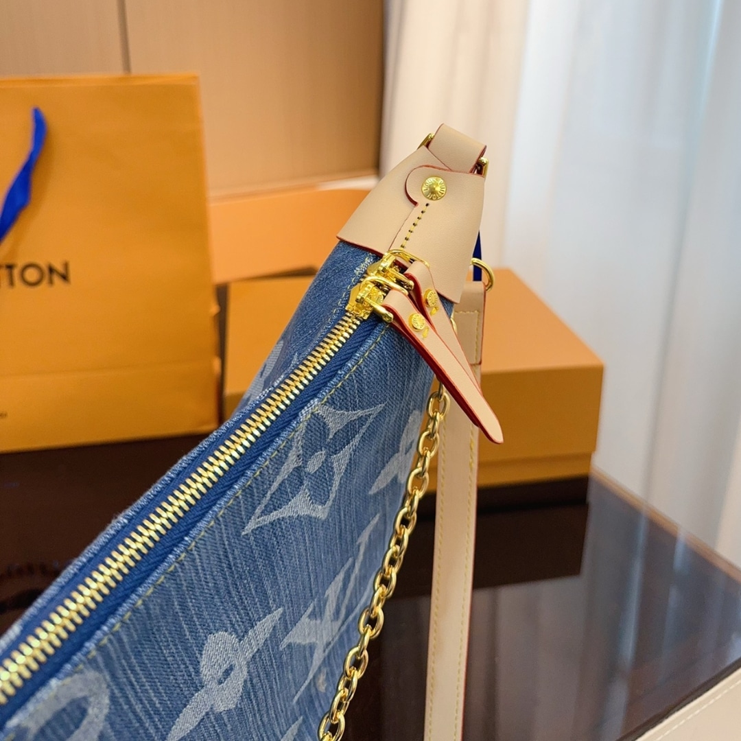 Louis Vuitton Loop Hobo Monogram Denim Bag Blue 35Cm