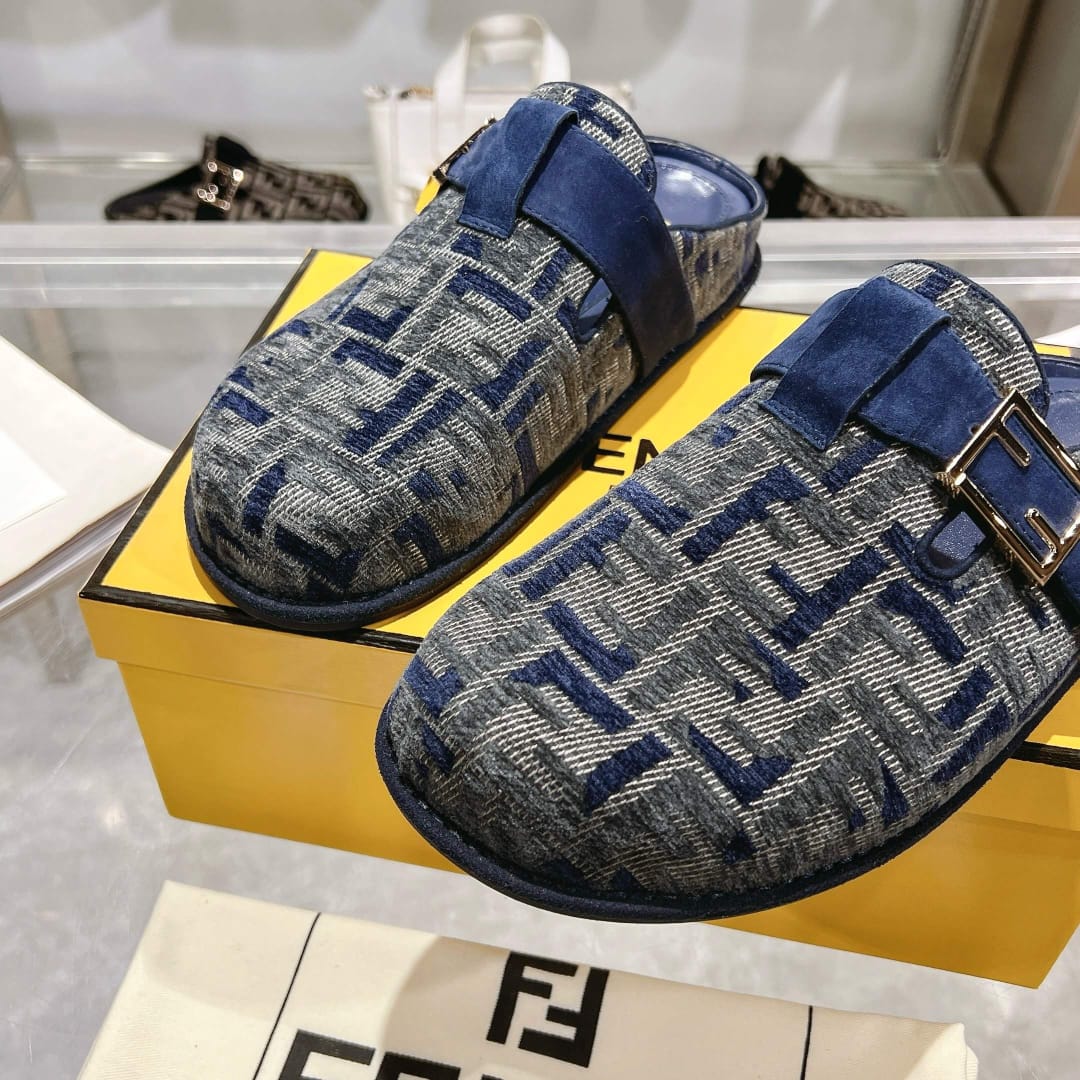 Fendi Feel Ff Mules Denim Blue 8r8448akzpf1pz7