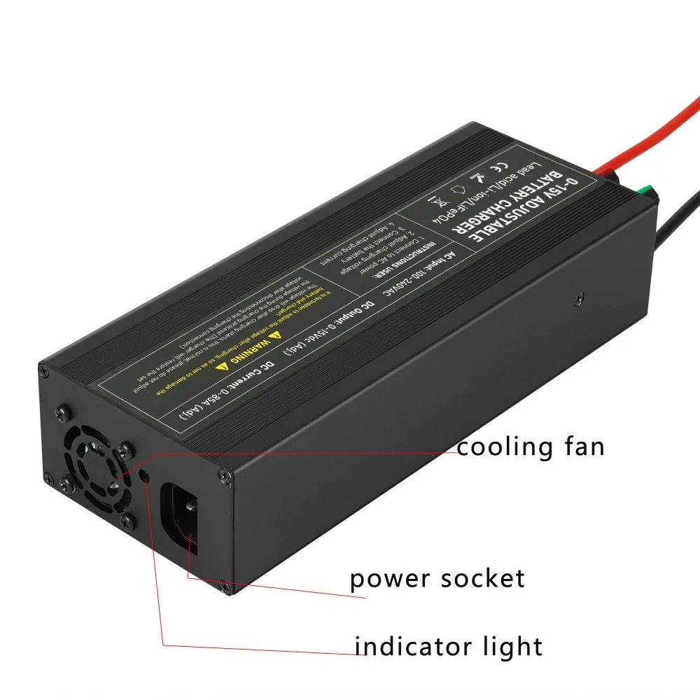 NOEIFEVO Einstellbarer Spannungs und Strombereich 0-15V 1-40A/60A /85A Batterieladegerät , Kompatibel mit 3.7V 6V 12V Lithium, LiFePO4 und Blei-Säure-Batterien