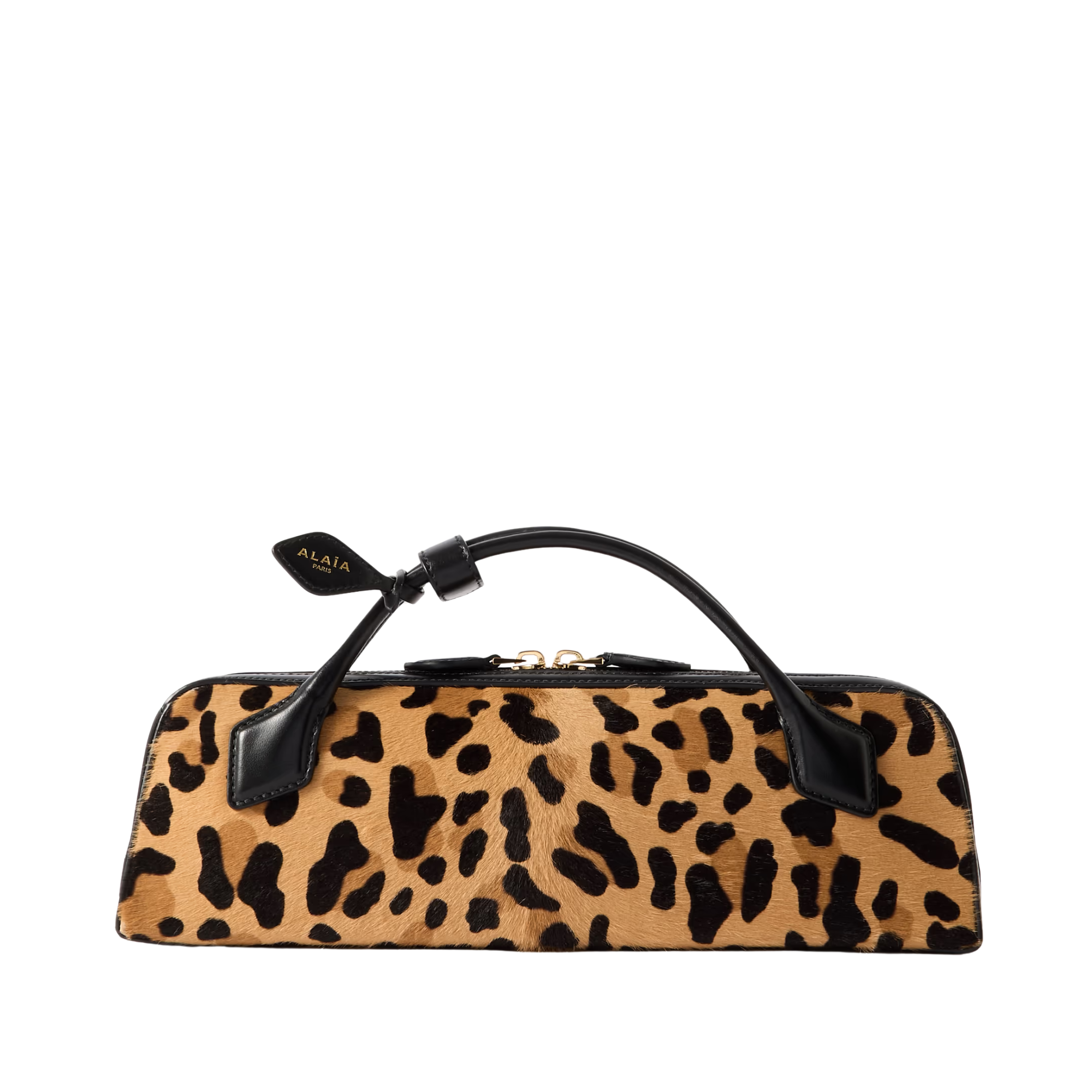 Leopard Print Calf Hair Top Handle Bag 30cm