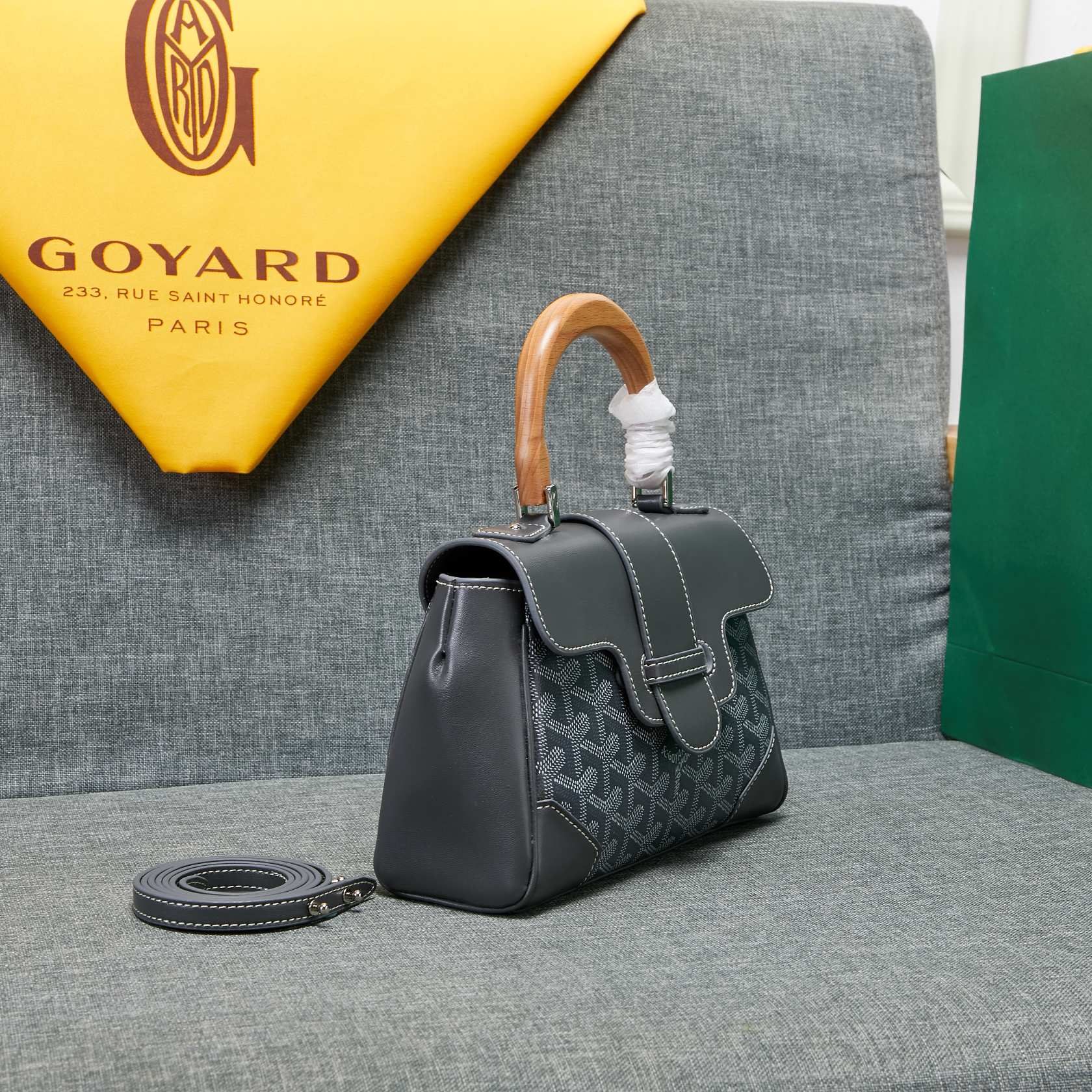 Goyard Saigon Souple Mini Bag Grey Canvas 20cm