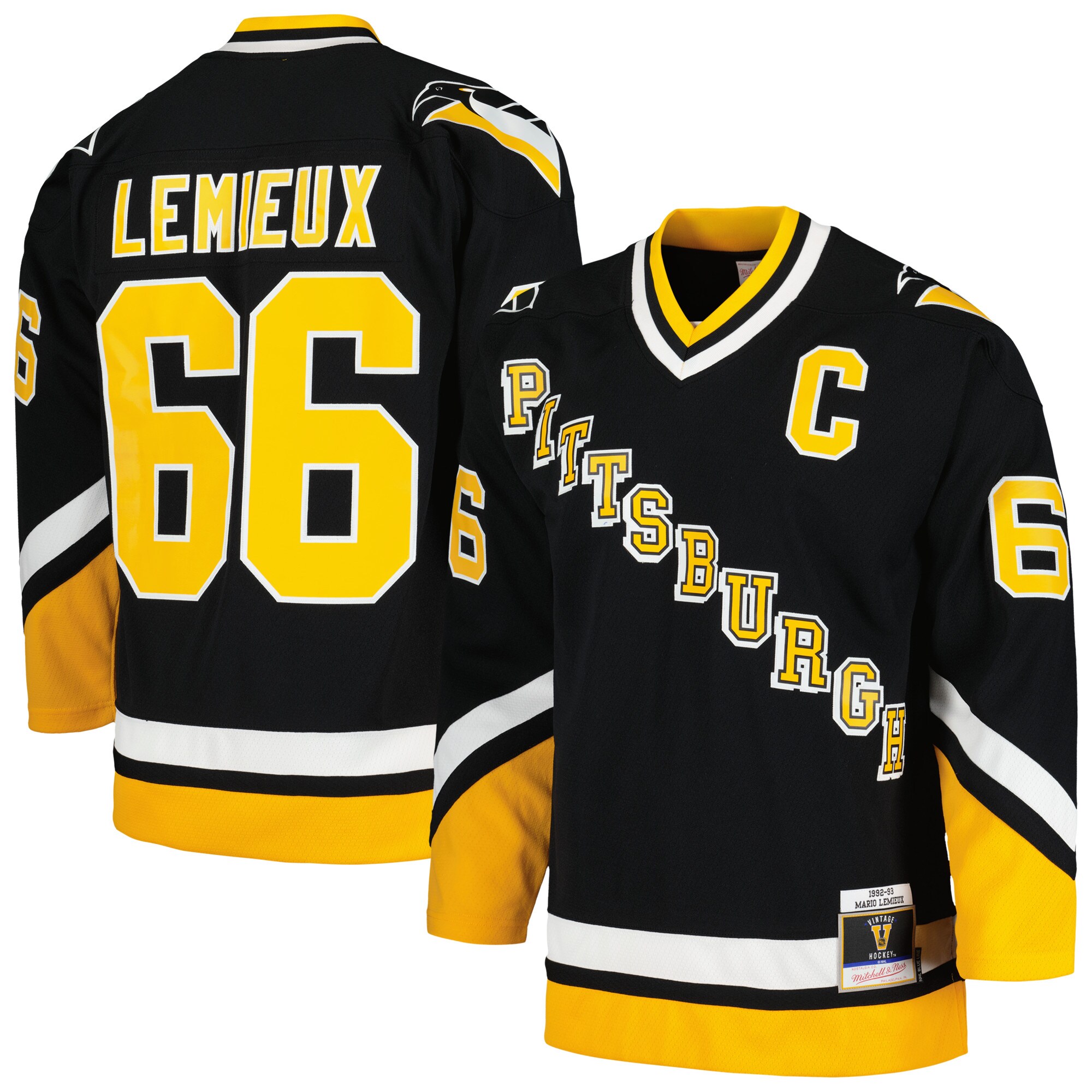 Mario Lemieux Pittsburgh Penguins Mitchell & Ness  1992/93 Blue Line Player Jersey – Black