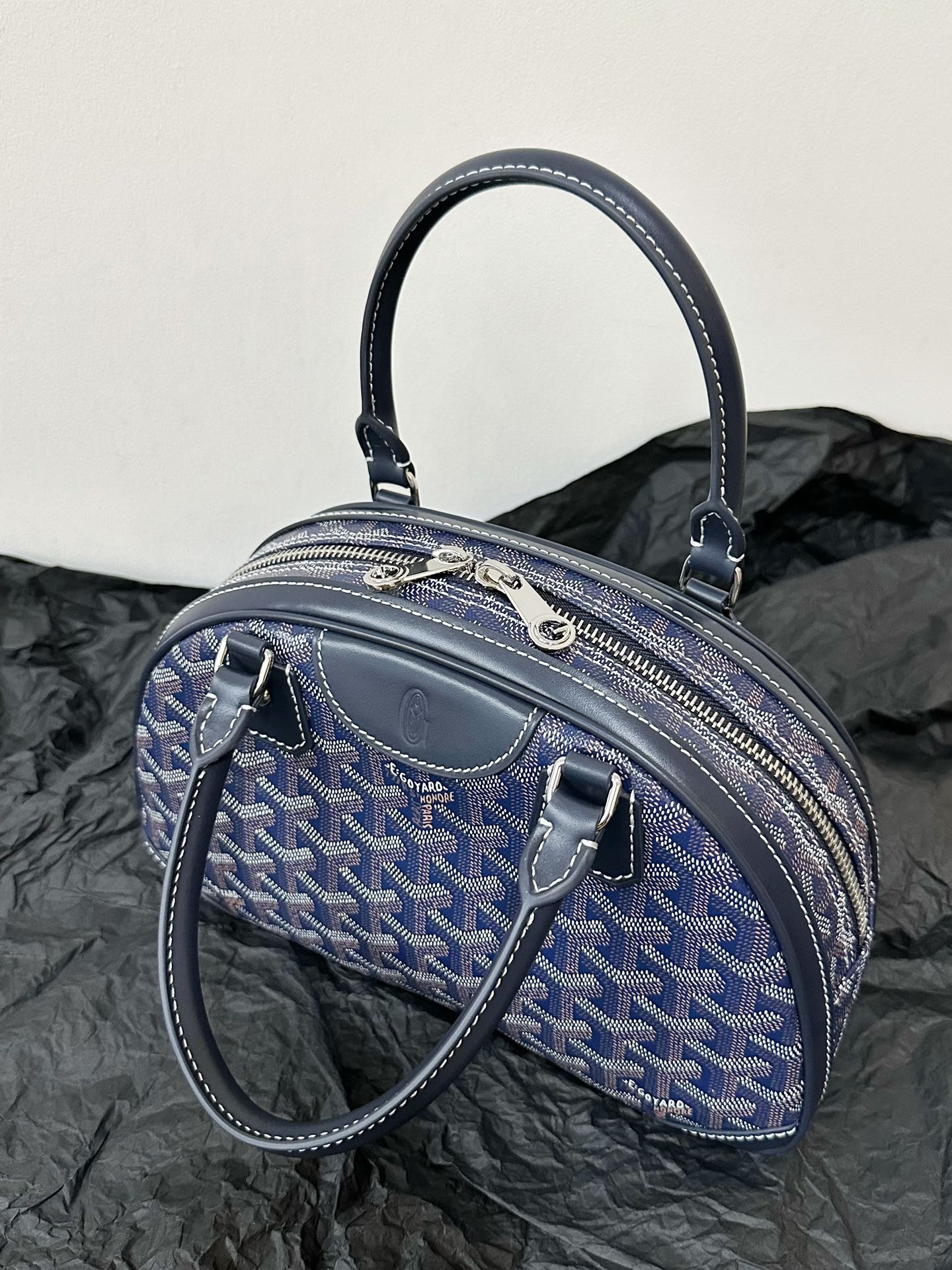 Goyard Goya Bowling Ball Small Navy Blue Canvas 27cm