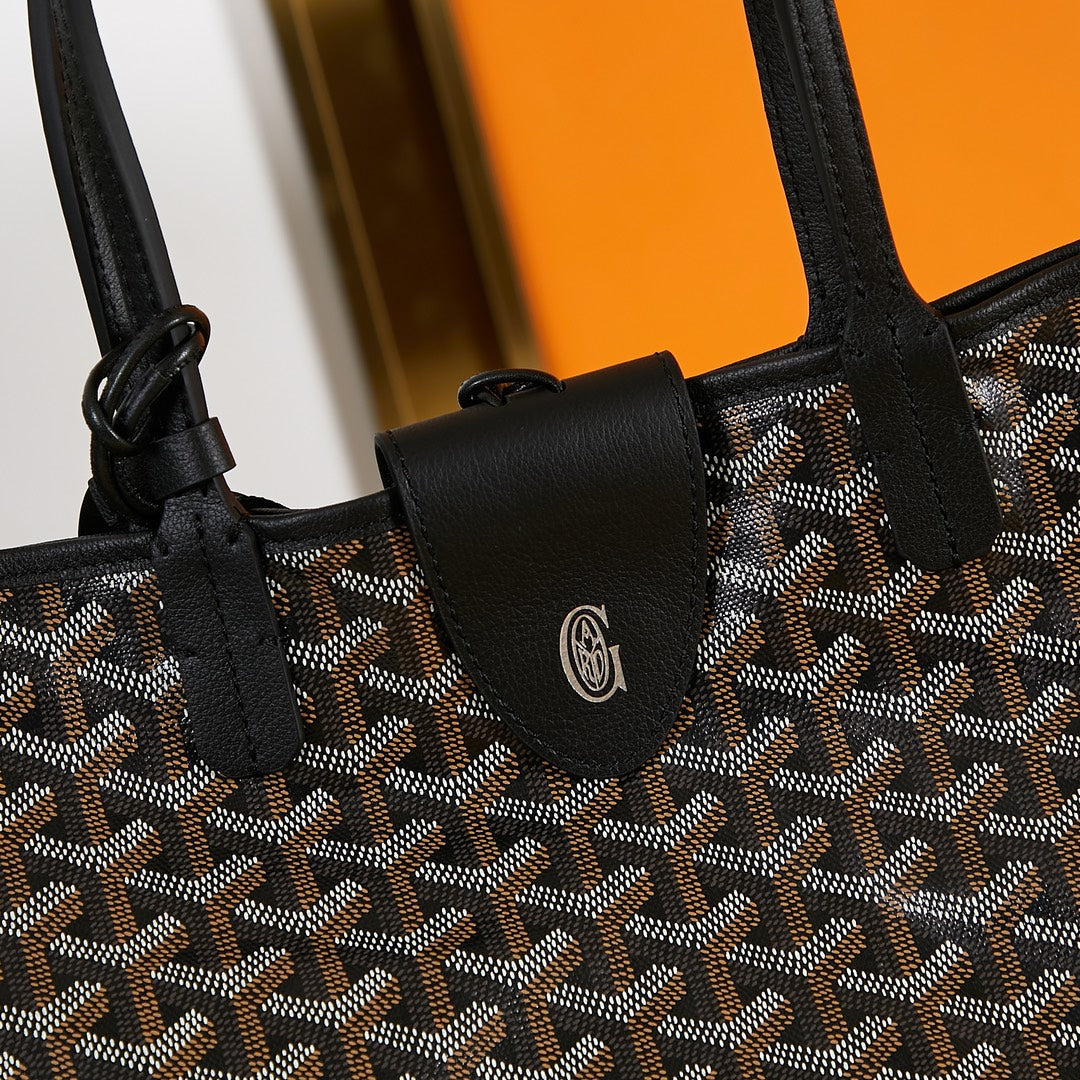 Goyard Saint Louis Pm 34Cm Black Canvas Chevroches Calfskin