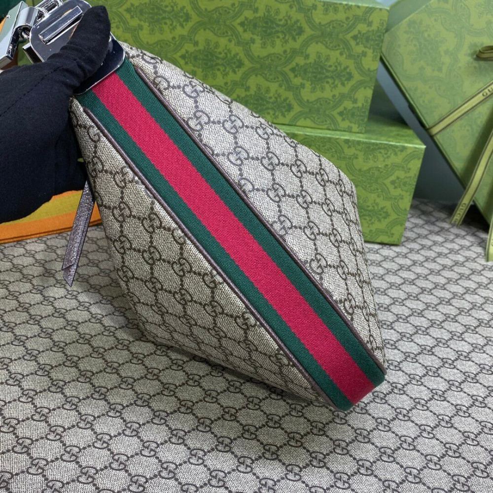 Gucci GG Supreme Attache Medium Shoulder Bag Coffee