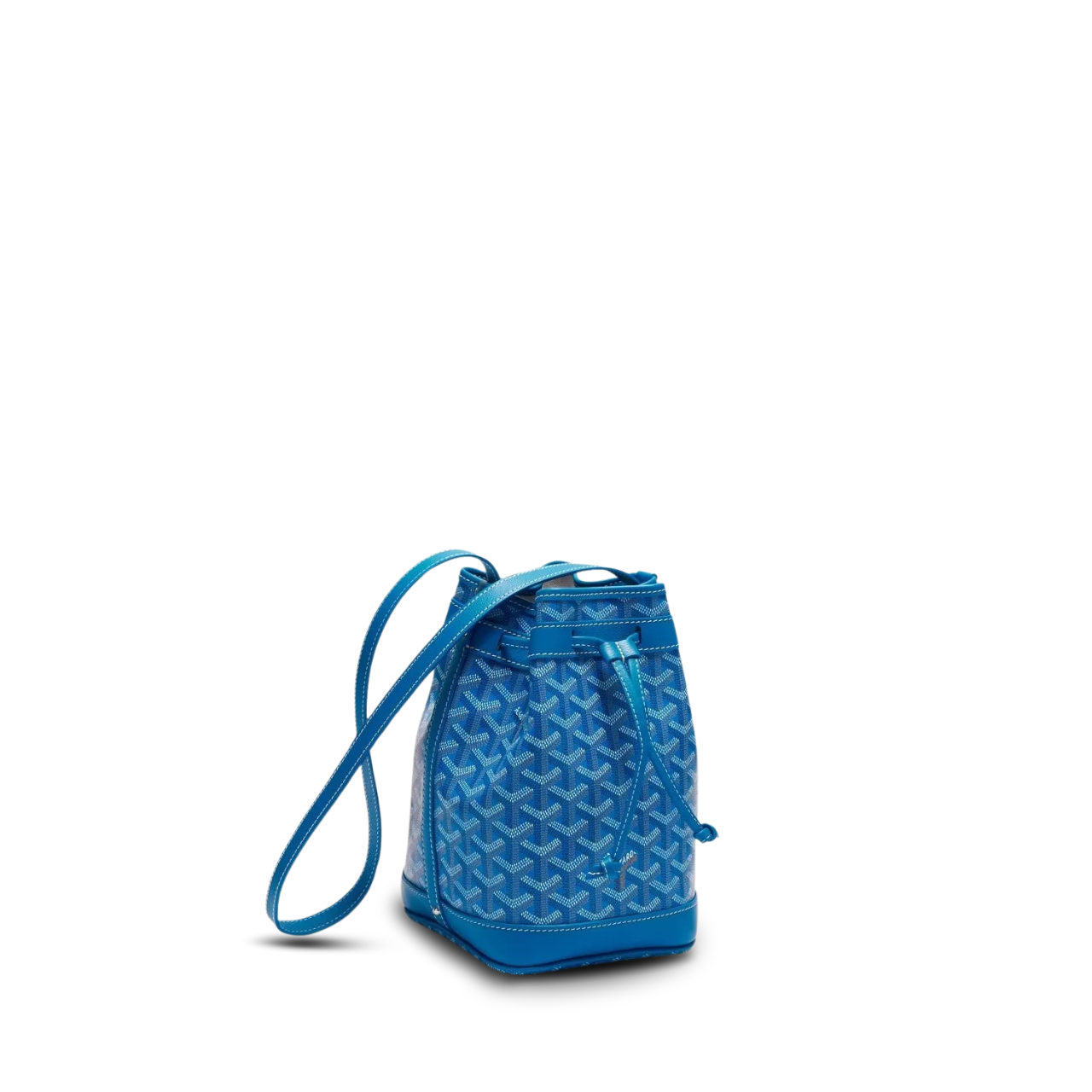 Goyard Petit Flot Bucket Bag 22 Cm Sapphire Blue Goyardine Canvas And Lambskin Trim