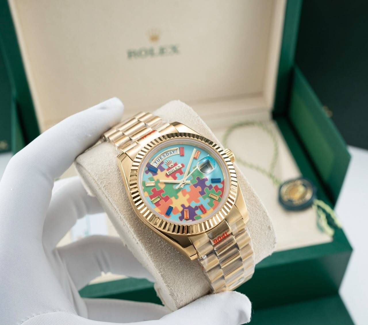 [Superclone] Rolex Day-Date 36mm Champlevé Enamel “Puzzle” Dial President 128238-0106