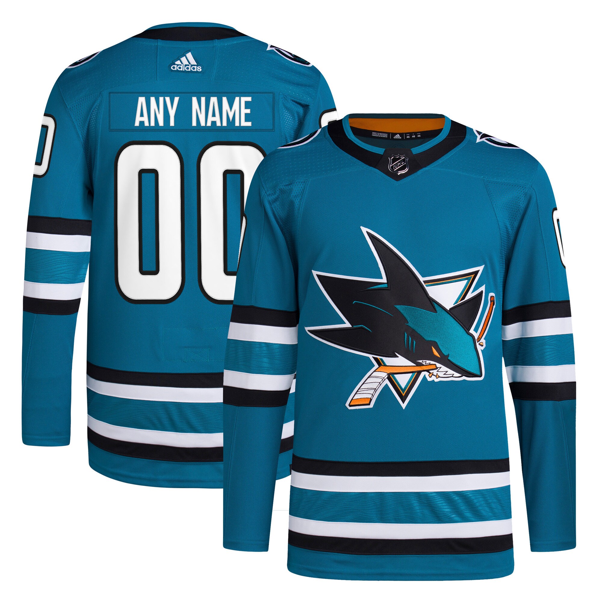 San Jose Sharks adidas  Home  Primegreen Authentic Custom Jersey – Teal