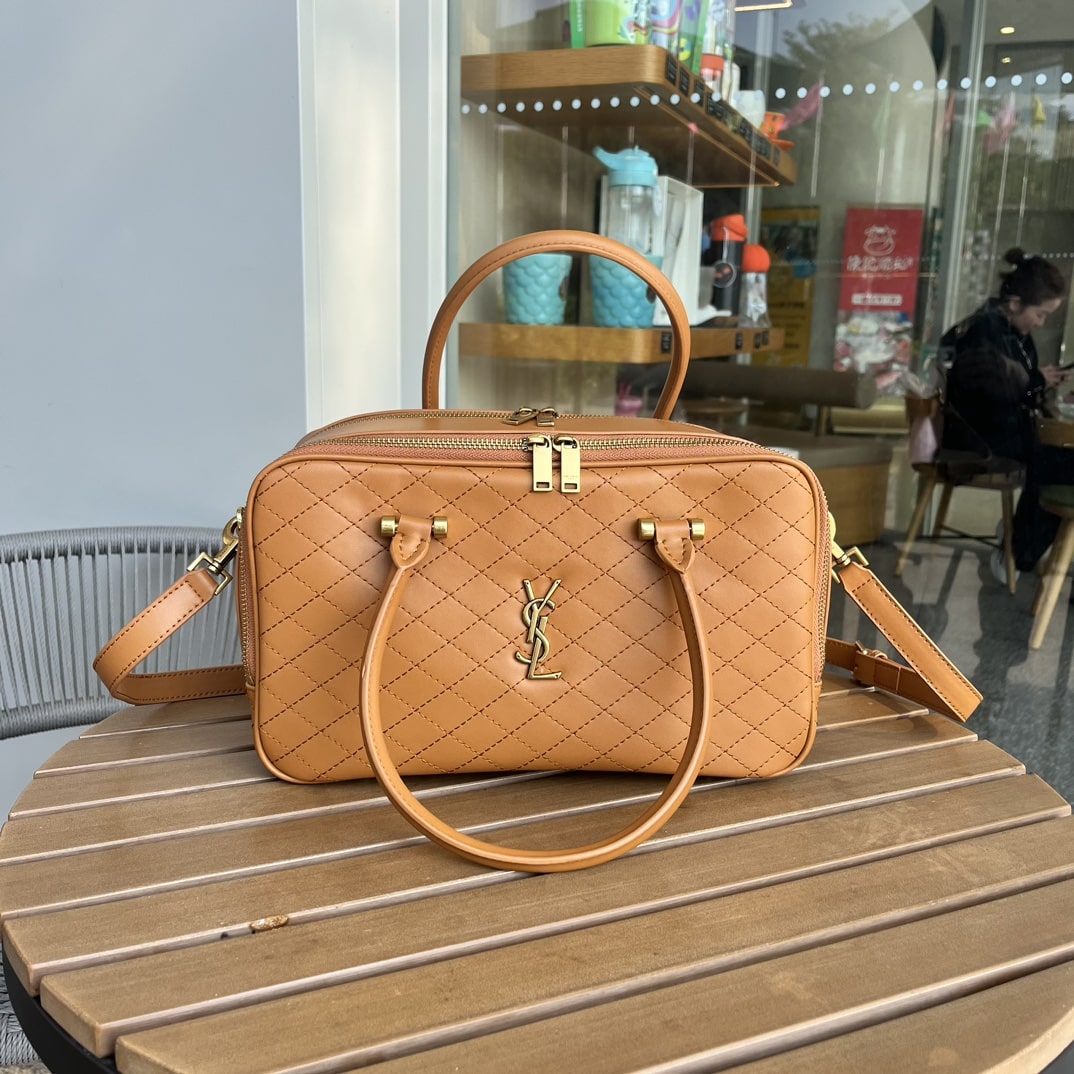 Saint Laurent Lyia Duffle In Quilted Brown 31Cm