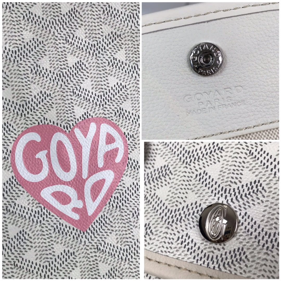 Goyard Anjou Mini Bag 20cm White Calfskin And Goyardine Canvas