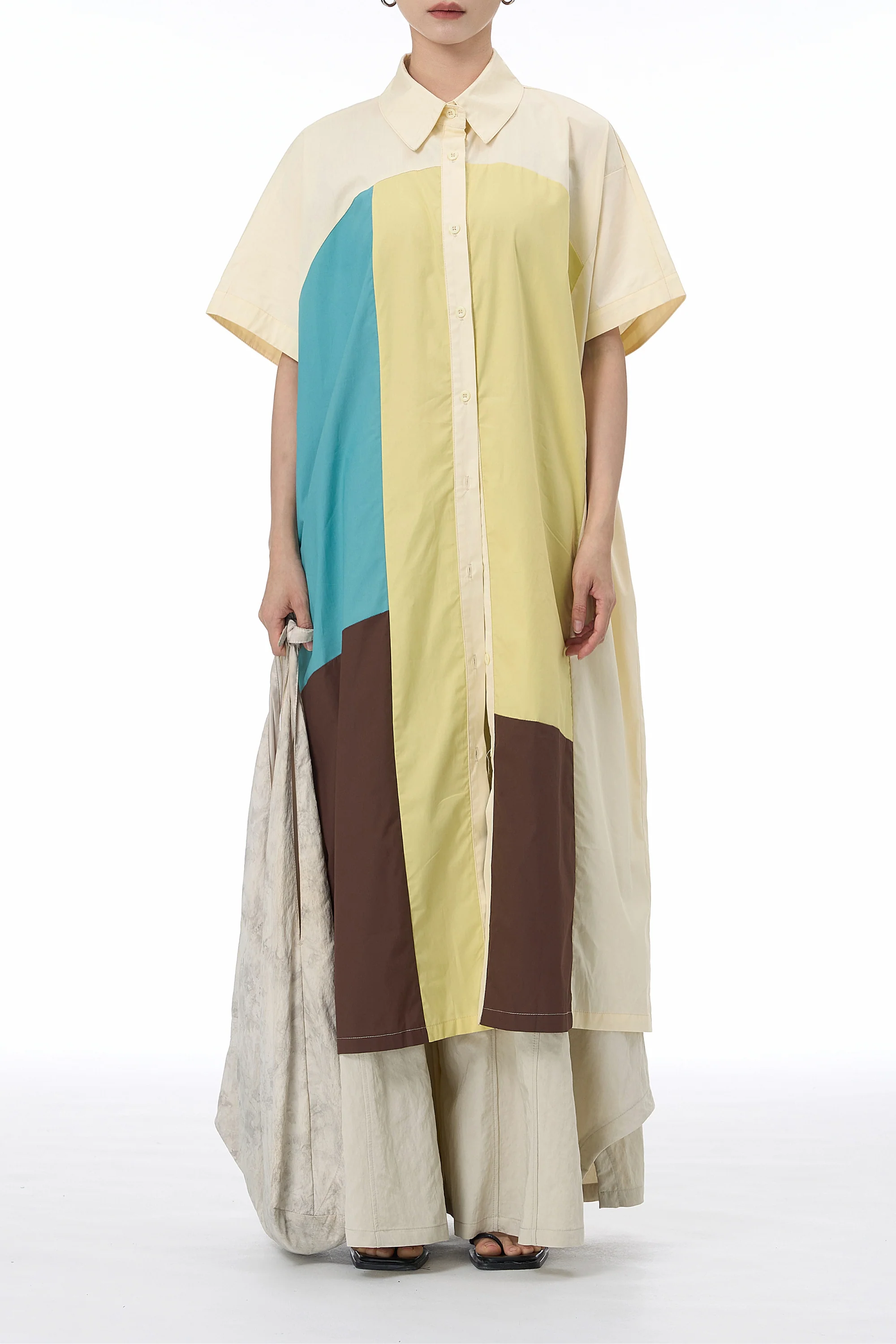 Lime Mosaic Oversized Shirt Dress