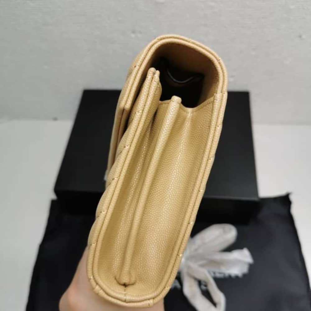 Saint Laurent Classic Cassandre Grain De Poudre Chain Wallet Beige 22cm 377828BOW012721