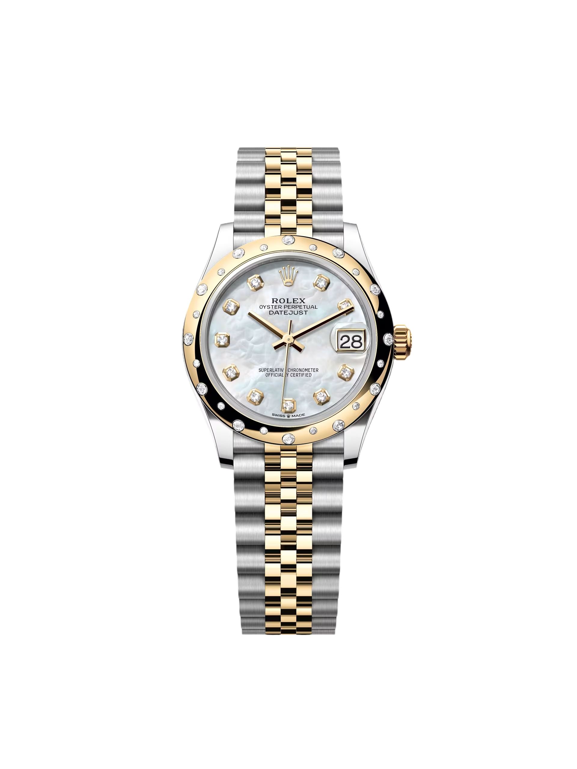 Rolex Datejust m278343 31mm White Mother-of-Pearl Dial Yellow Rolesor Jubilee Watch