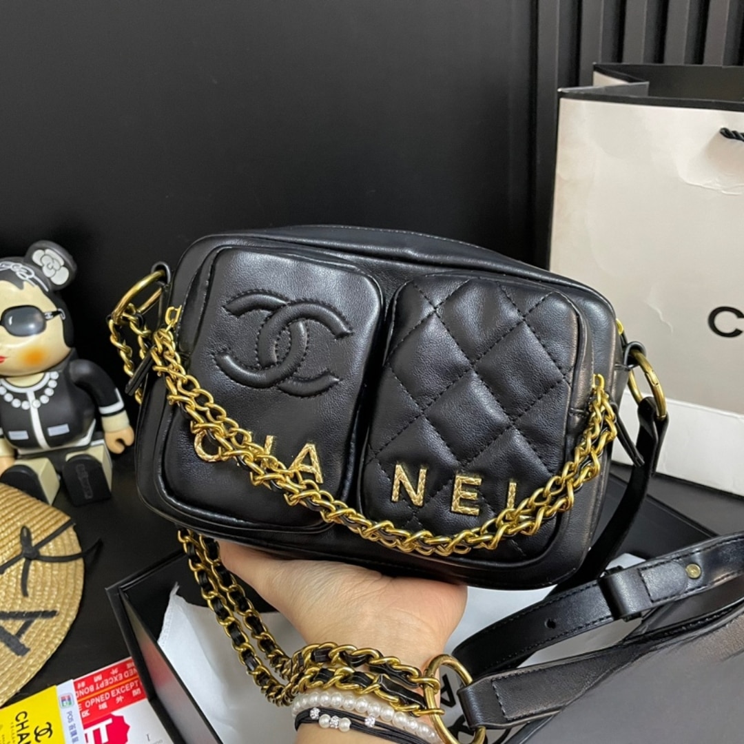 Chanel Quilted Small Camera Case Calfskin Black 22Cm/8.7in