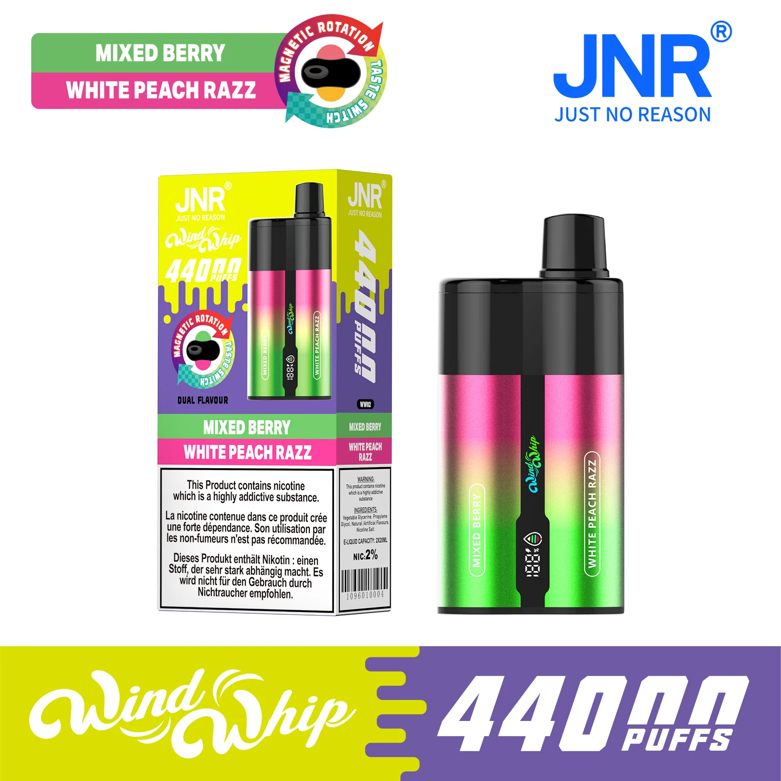 JNR WindWhip 2 in 1 44K Puffs Disposable Vape