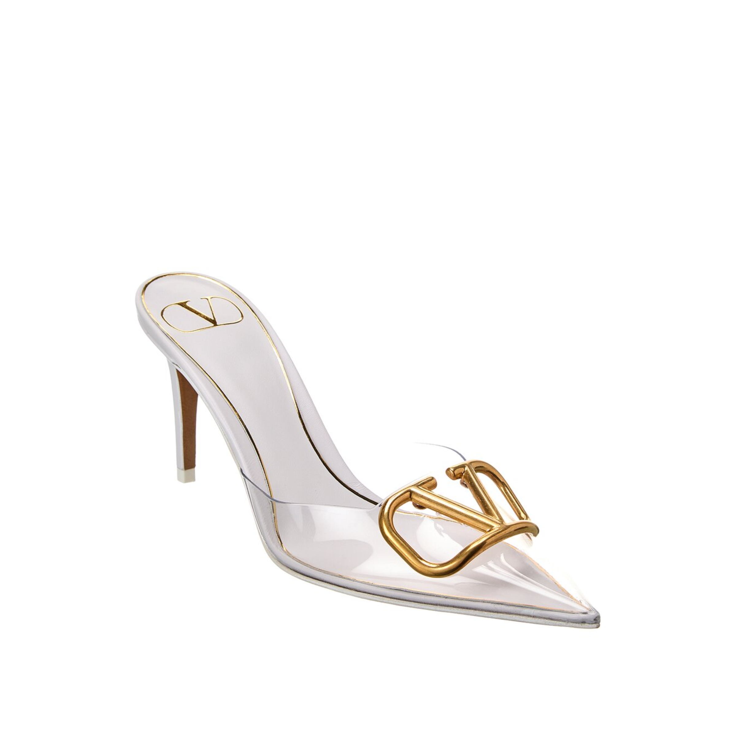 Valentino VLogo 80 Vinyl Leather Mule In White