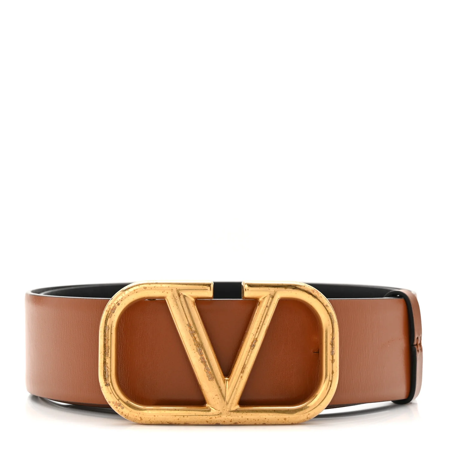 Glossy Calfskin VLogo Reversible 40mm Belt 90 36 Saddle Brown Black