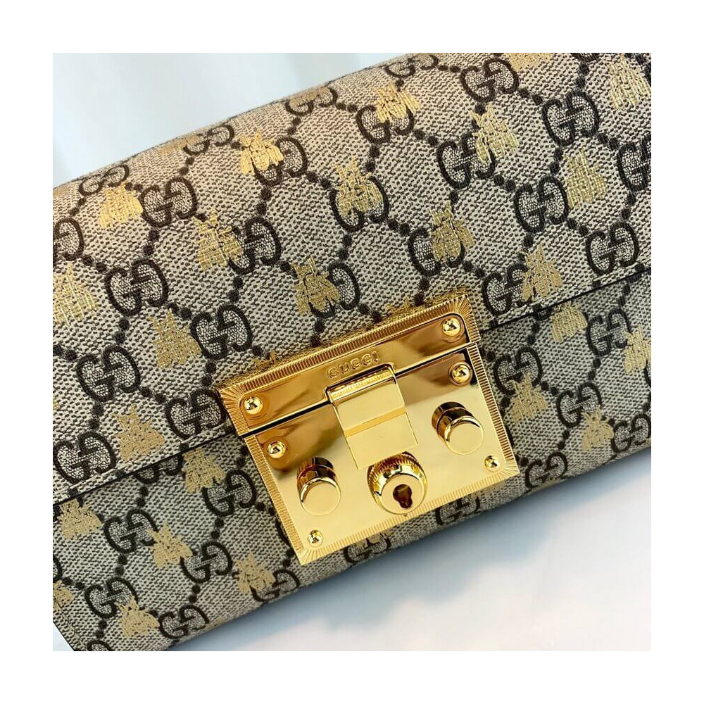 Gucci Padlock Small GG Bees Shoulder Bag