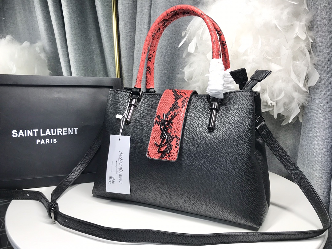 Saint Laurent Large Tote Bag Two Componentes Grandes Black