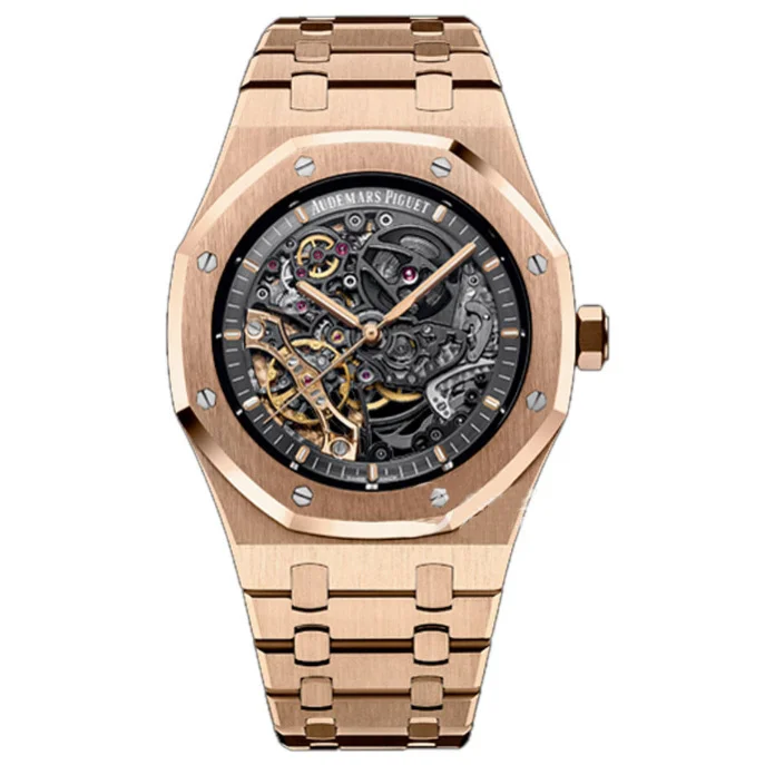 AUDEMARS PIGUET Royal Oak 15407OR.oo.1220OR.01 Grey Openworked Dial 41Mm Rose gold Top replica