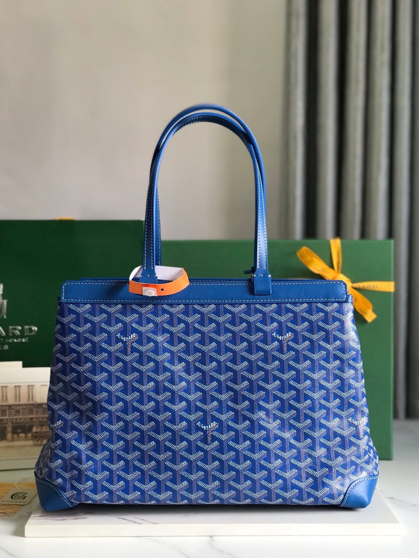 Goyard Bellechasse Biaude Pm Bag 36 Cm Blue Goyardine Canvas And Calfskin Trim