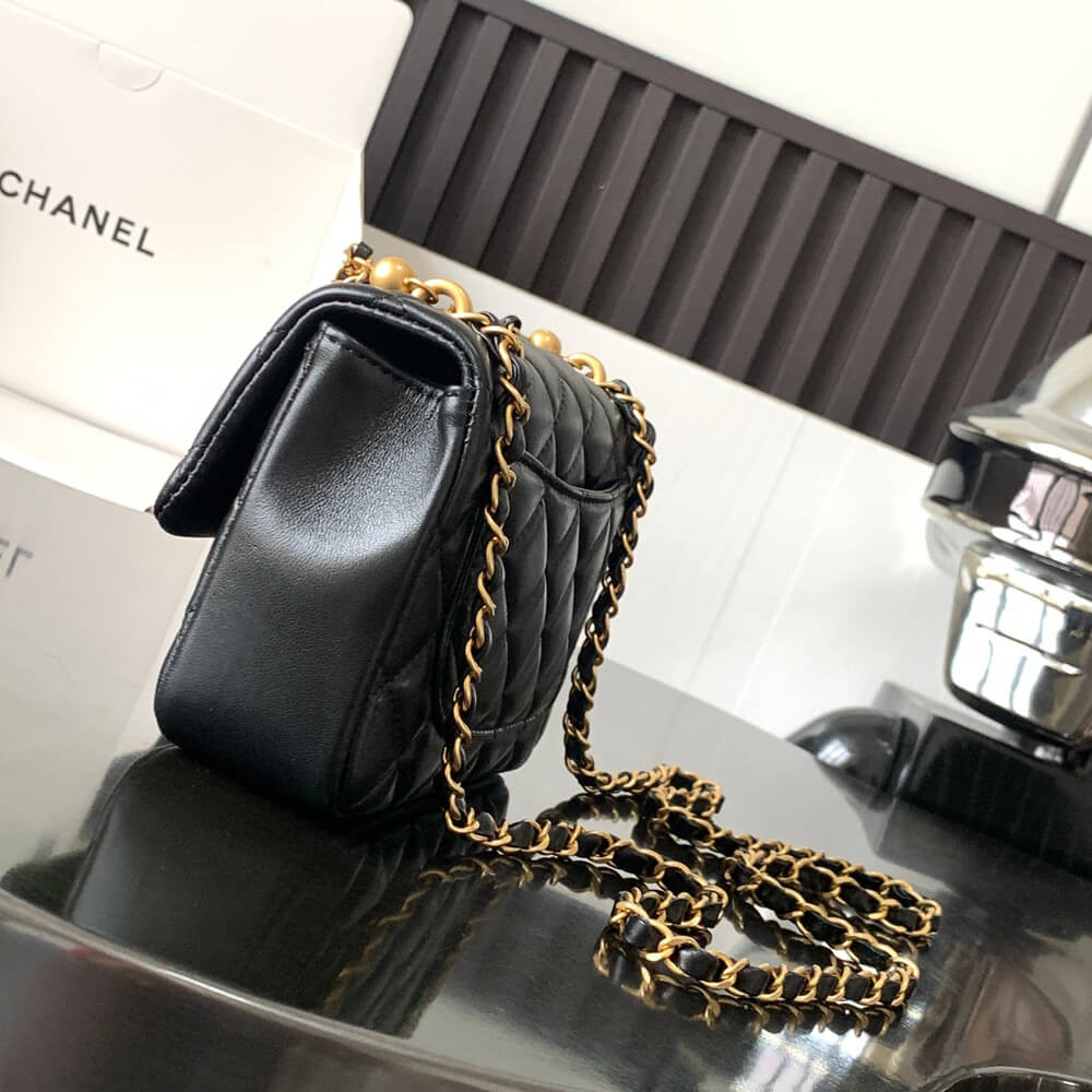 Chanel Mini Flap Bag with Pearl Top Handle Chain
