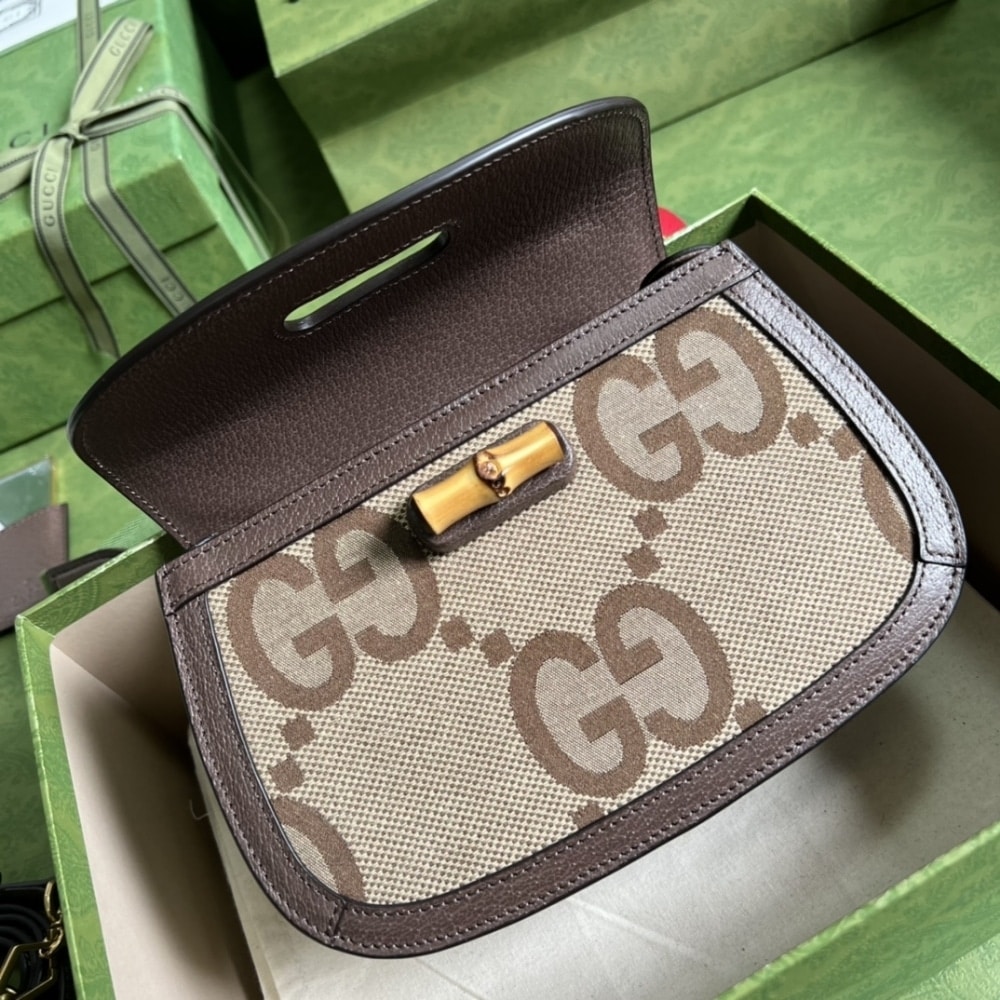 Gucci Bamboo 1947 Jumbo Gg Small Top Handle Bag 18Cm